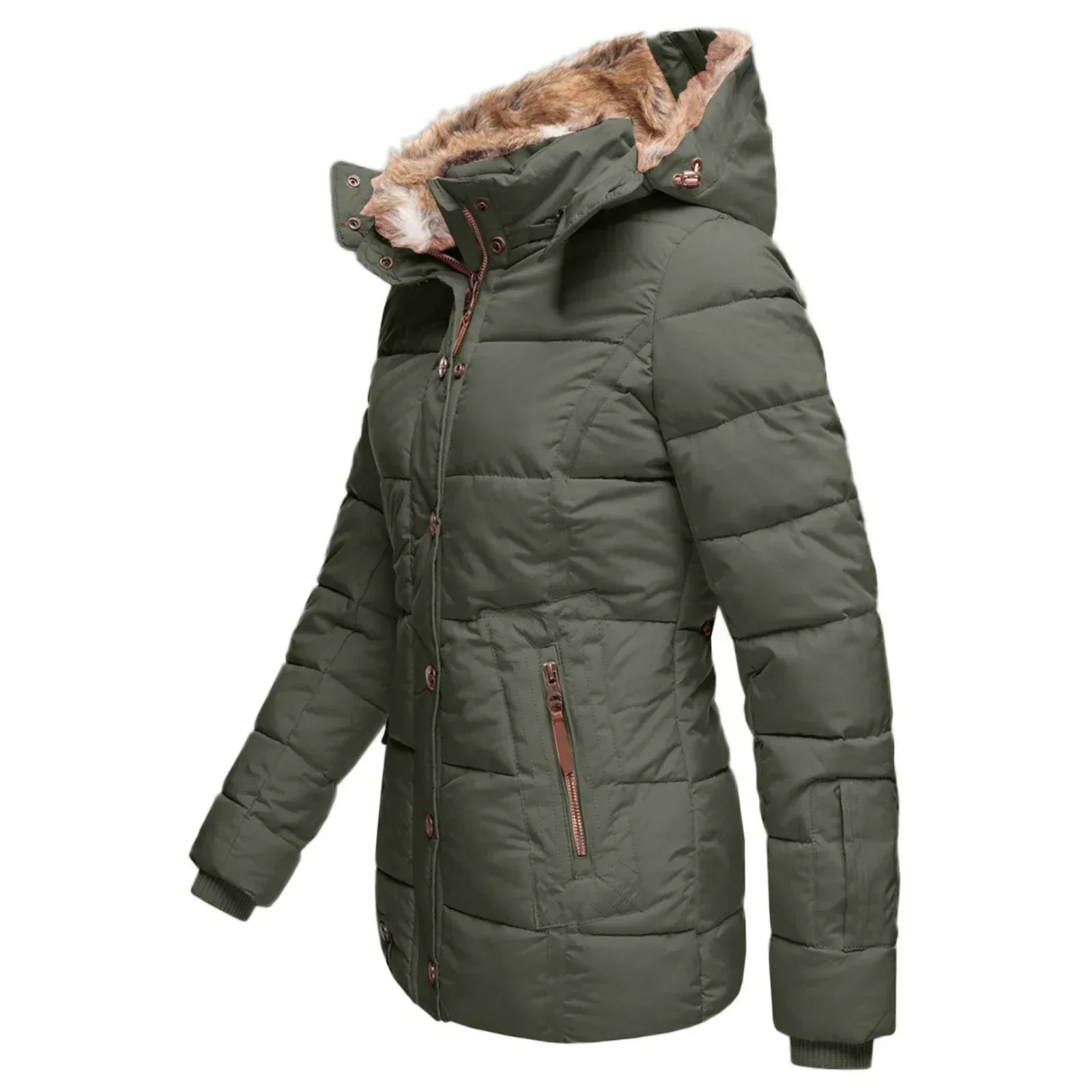Women’s Winter Jacket | Quilted Insulated Design with Fur-Lined Hood | Durable Comfort & Weather Protection
