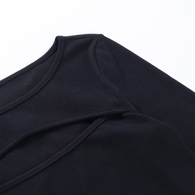 Women’s Long-Sleeve Top | Ribbed Knit Cotton-Polyester Blend | Small Slit Neckline | Comfortable Warm Fit for Autumn