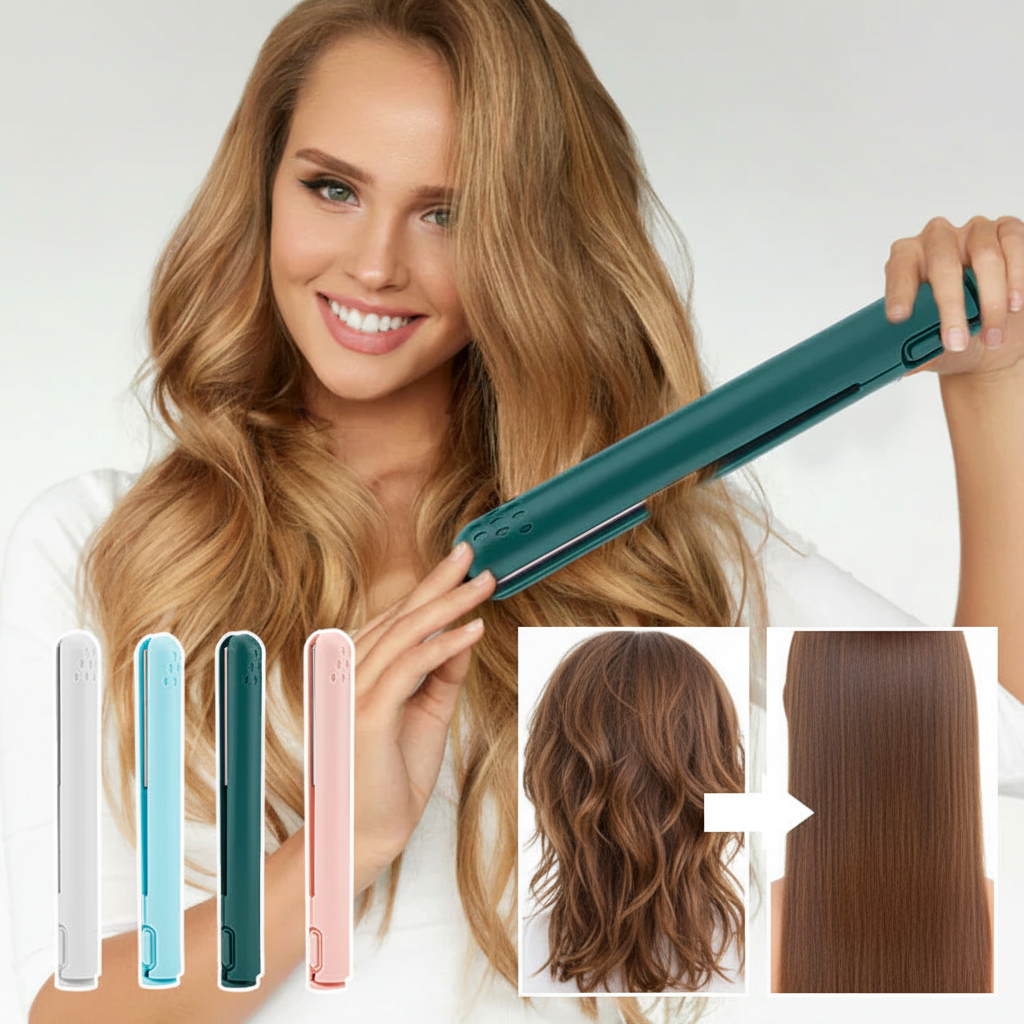 Portable 2-in-1 Cordless Hair Straightener & Curler