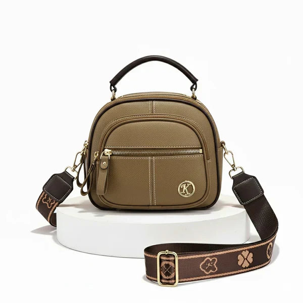 Lightweight Faux Leather Crossbody Bag with Five Storage Pockets
