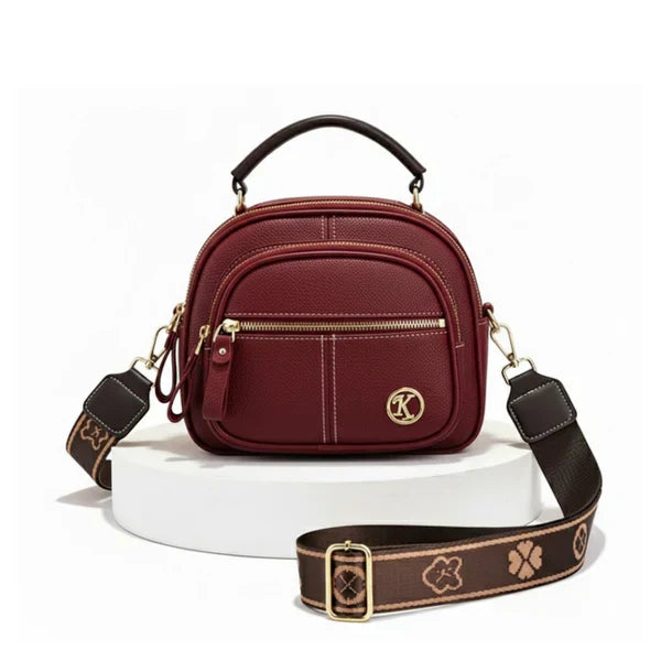 Lightweight Faux Leather Crossbody Bag with Five Storage Pockets