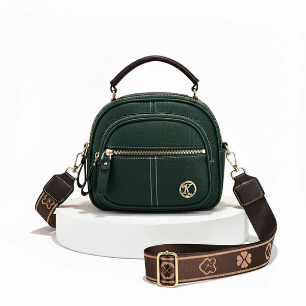 Lightweight Faux Leather Crossbody Bag with Five Storage Pockets