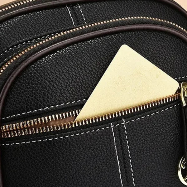 Lightweight Faux Leather Crossbody Bag with Five Storage Pockets