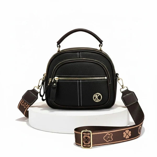 Lightweight Faux Leather Crossbody Bag with Five Storage Pockets