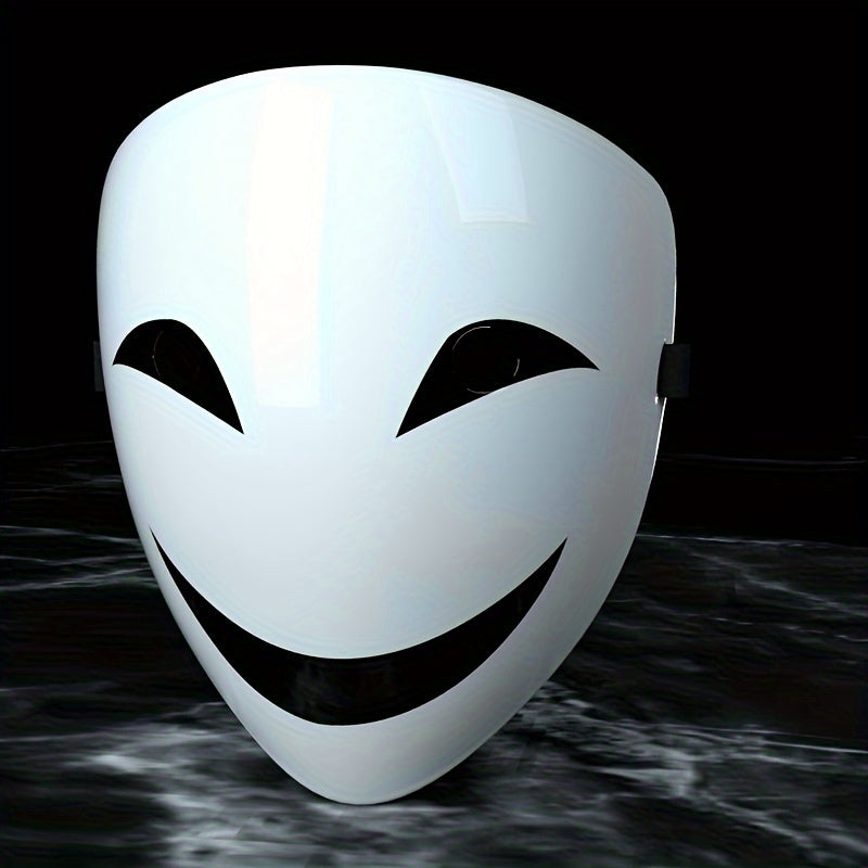 Anime Full Face Halloween Mask with Ghostly Smile for Costume Parties