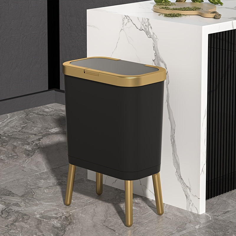 15L Sleek Waste Bin with Odor Control Lid for Any Room