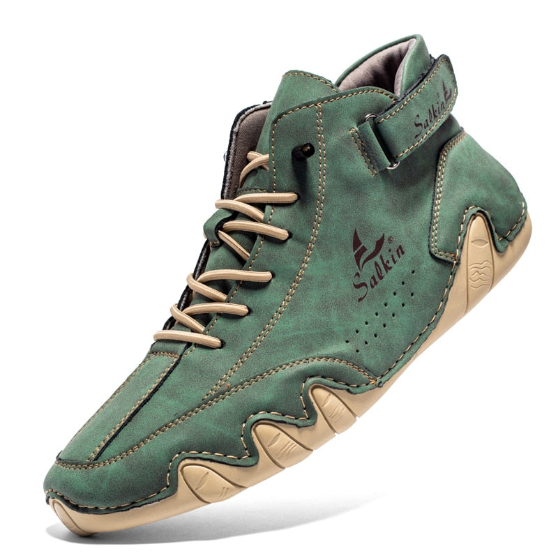 Handmade Leather Barefoot Shoes | Ankle-High Minimalist Design | Non-Slip Sole | Comfortable Fit