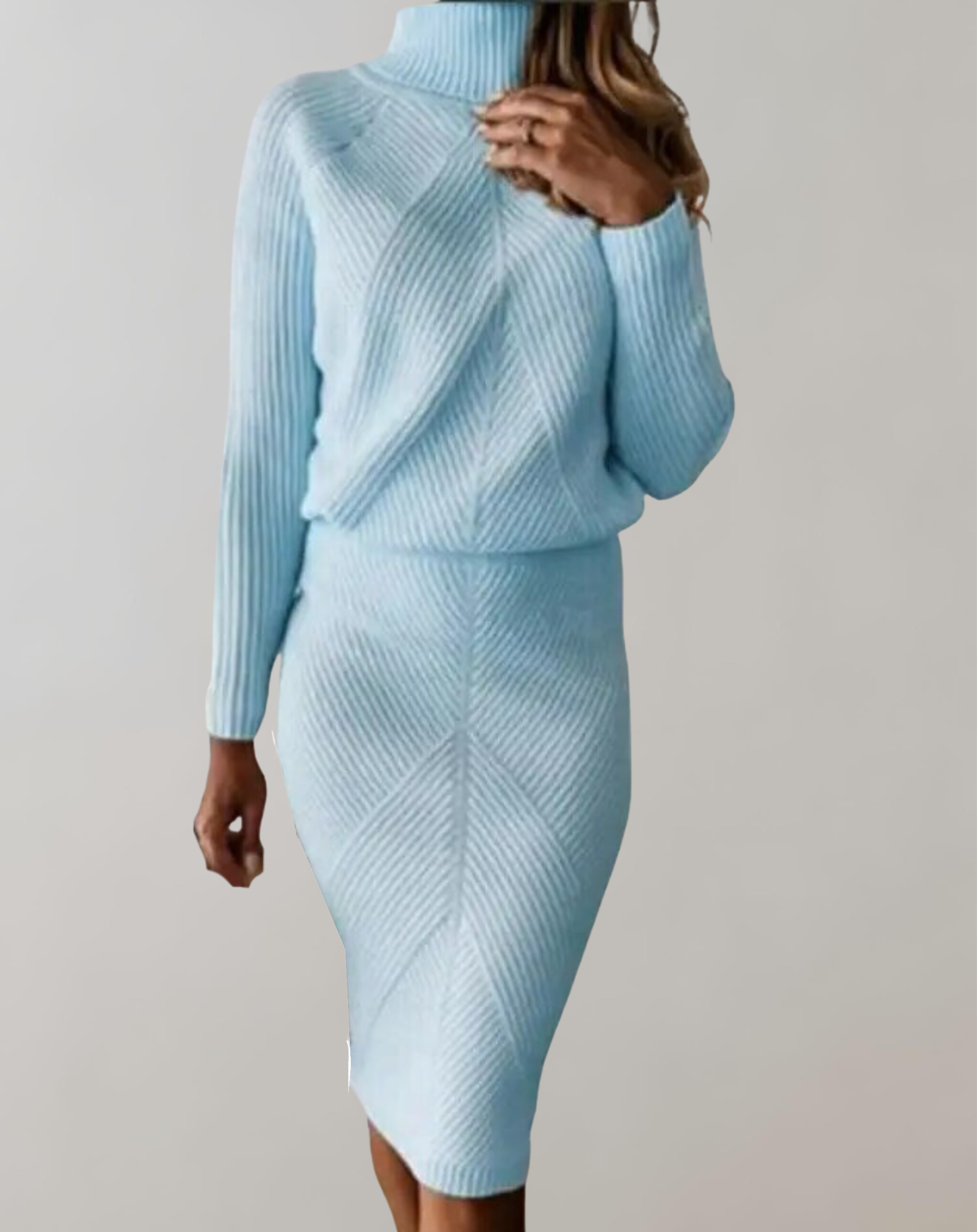 Women’s Two-Piece Set | Knit Turtleneck Sweater & Slim Pencil Skirt | Comfortable Fit & Autumn Wear