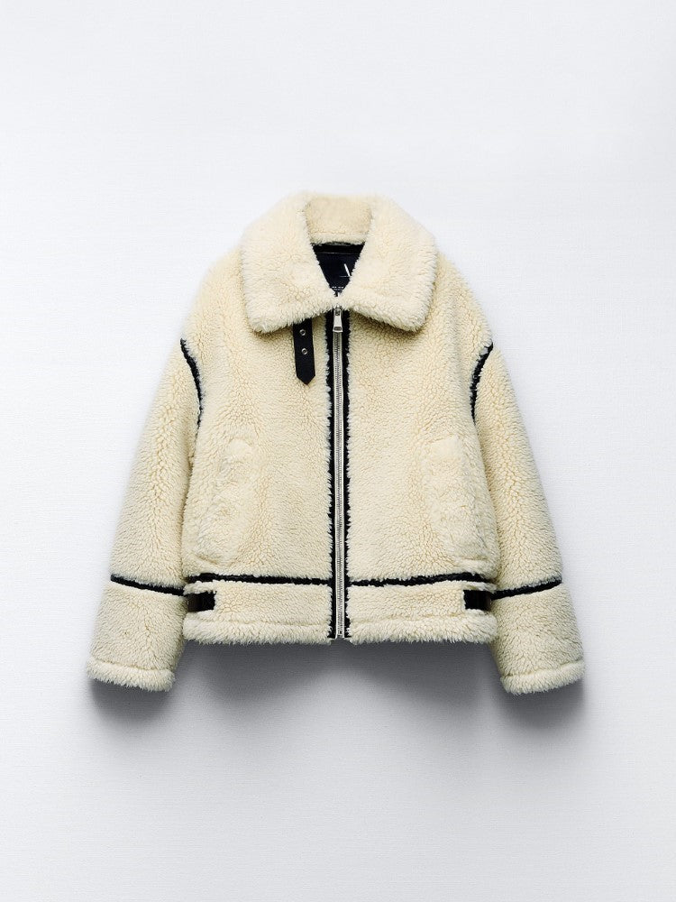 Women’s Teddy Jacket | Front Metal Zipper & Neck Tab | Long Sleeves & Discreet Pockets | Comfortable Lining