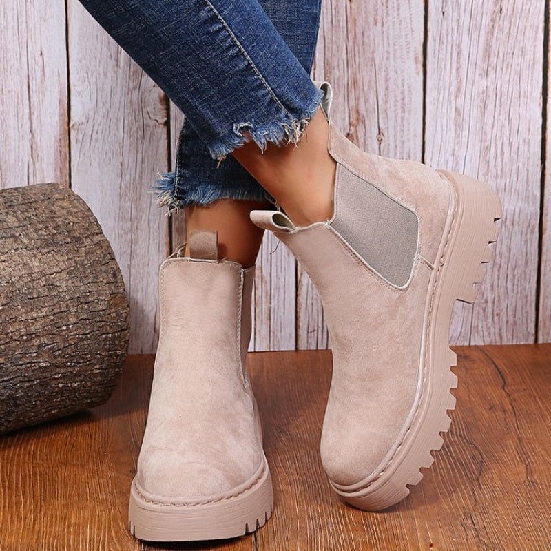 Women’s Ankle Boots | Fluffy Soft Lining & Supportive Sole | Chelsea Style with Lug Sole | Durable Everyday Wear