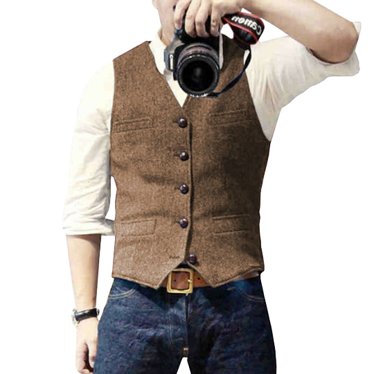 Men's Vest | Single-Breasted Tailored Fit | Cotton & Wool Blend | Versatile Style for All Seasons