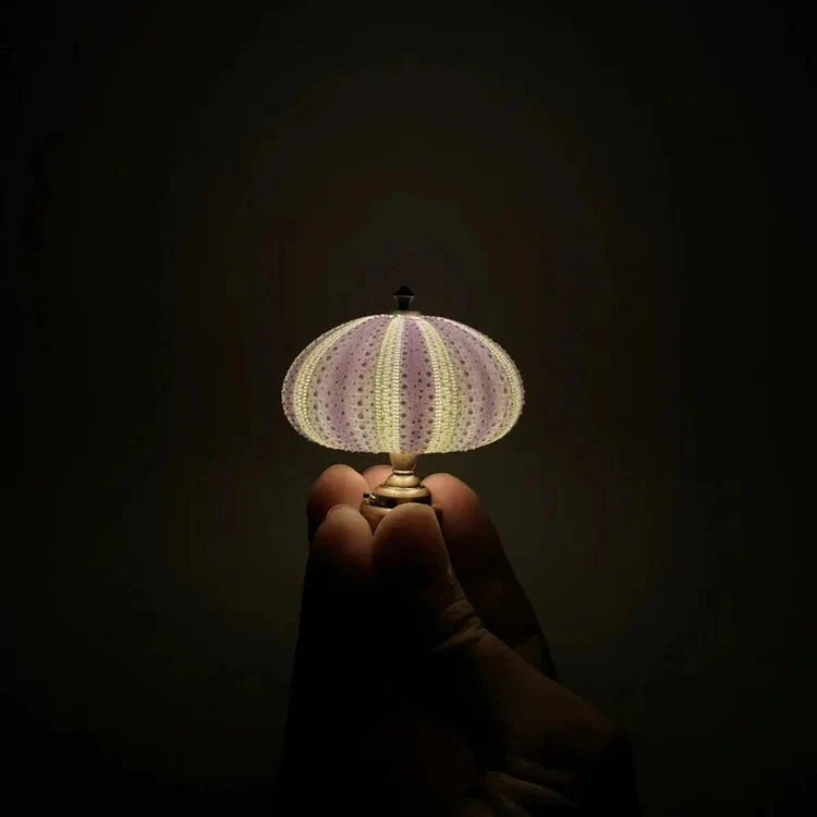 DIY Night Light | Sea Urchin Design | Natural Shell & Gold-Plated Base | Ambient Lighting