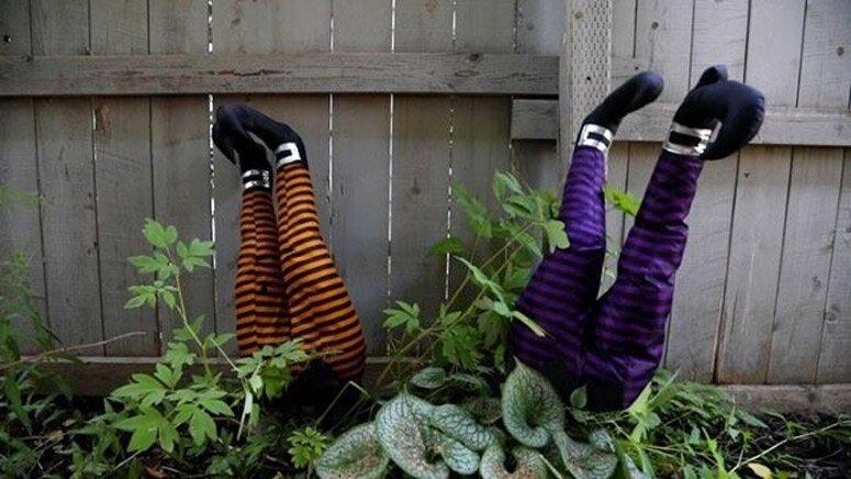 Animated Witch Legs Halloween Yard Decoration with Kicking Motion