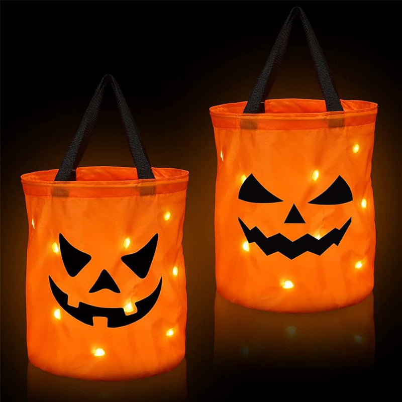 Personalized Halloween Pumpkin Tote with Glowing LED Lights