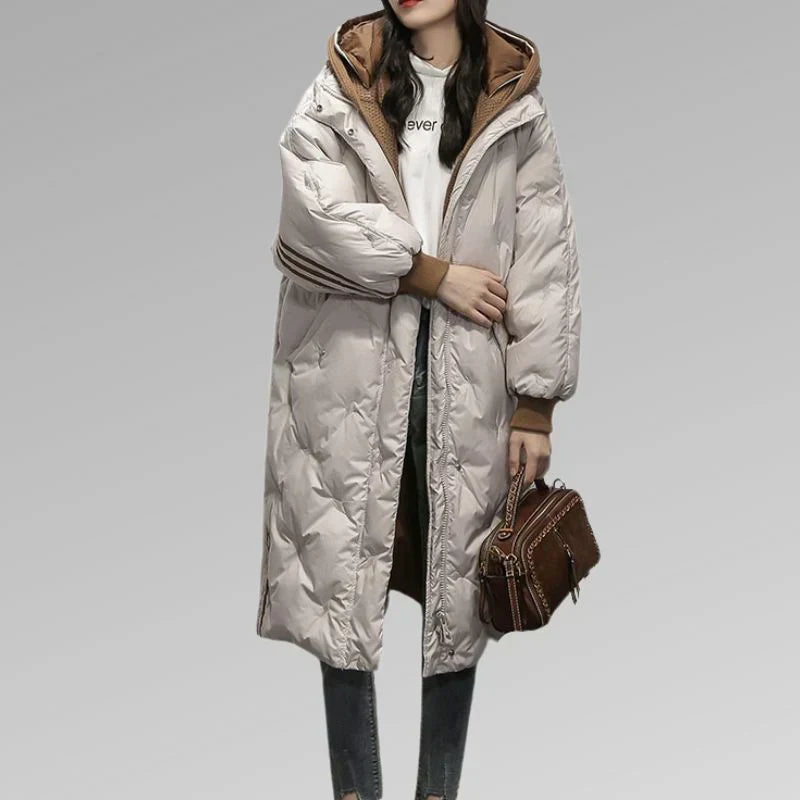 Women’s Winter Coat | Long Quilted Puffer with Hood | Durable & Easy Care | Comfortable Fit