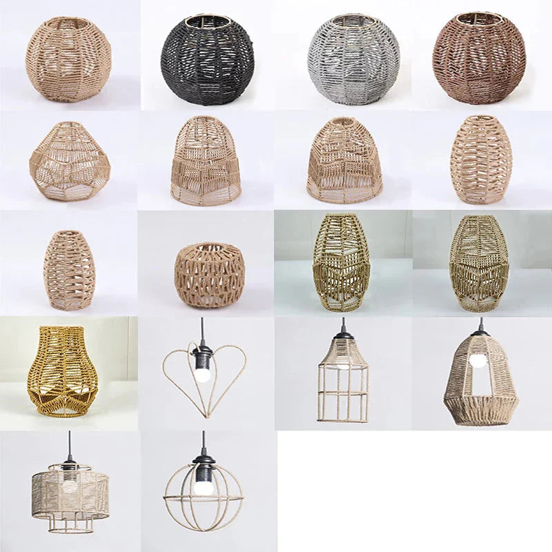 Selune — Vintage Style Simulated Rattan Lamp Shade with Warm Glow