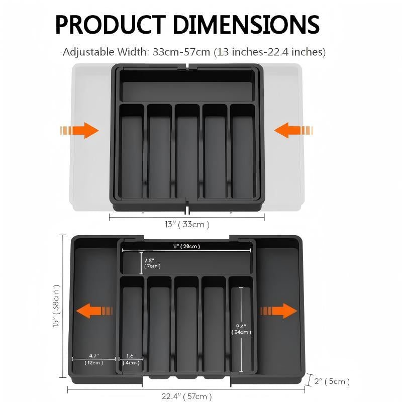 Adjustable Cutlery Organizer for Drawers – Expands 33–57 cm
