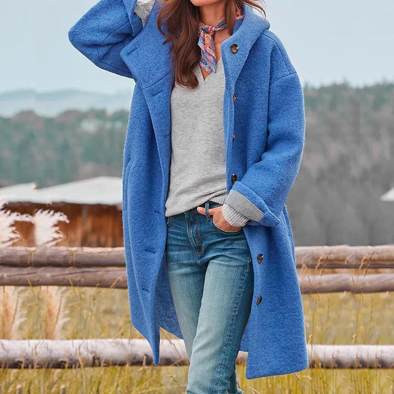Women’s Wool Coat | Oversized Relaxed Fit | Button Front & Adjustable Cuffs | Windproof & Comfortable