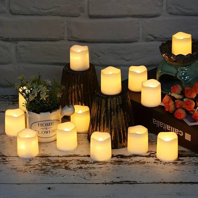Battery Operated LED Tea Lights Warm White Safe Flame-Free Halloween Glow