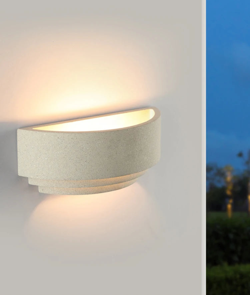 Waterproof LED Wall Sconce Lume Stone | Modern Minimalist Cement Finish | Outdoor Indoor Wall Mounted Light | IP65, Warm White, Energy Efficient, 110V-220V Compatible
