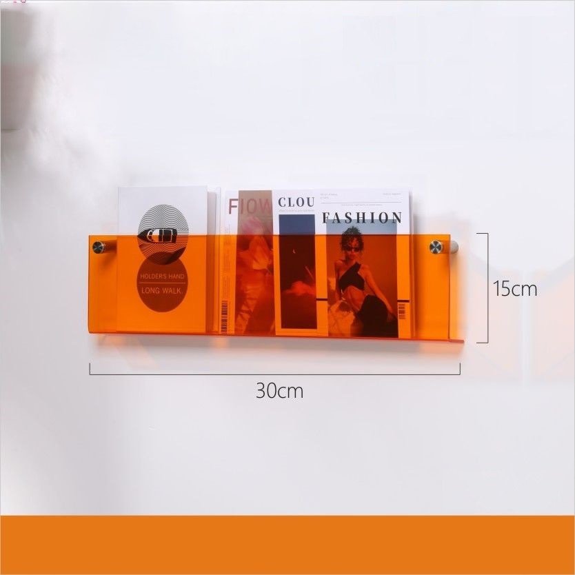 Wall-Mounted Magazine Holder | Floating Acrylic Design | 50cm Wide & Eco-Friendly | Space-Saving Storage