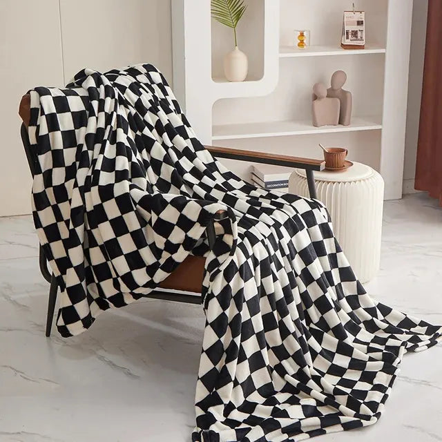 Checkerboard Blanket | Soft Plush | Cozy Warmth for Home | Polyester
