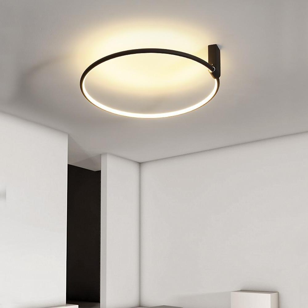 2-Light Circle Metal Abstract LED Flush Mount Ceiling Light for Bedroom