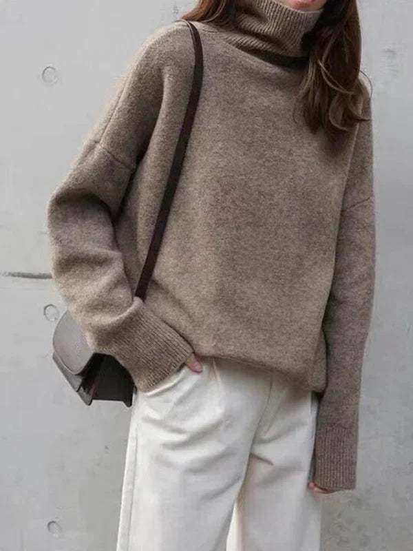 Women’s Oversized Knit Turtleneck Sweater | Relaxed Fit & Ribbed Details | High-Quality Fabric Blend | Comfortable Everyday Wear