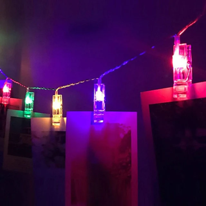 Twinkle LED String Lights Photo Holder - Battery Operated AA, Waterproof IP67, Warm White & Multi Color, Flexible 5-20 Ft, 10-40 LEDs, Customizable Decorative Lighting for Home Decor