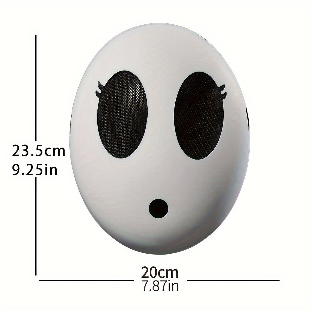 White Full Face Halloween Mask with Shy Expression for Costume Parties