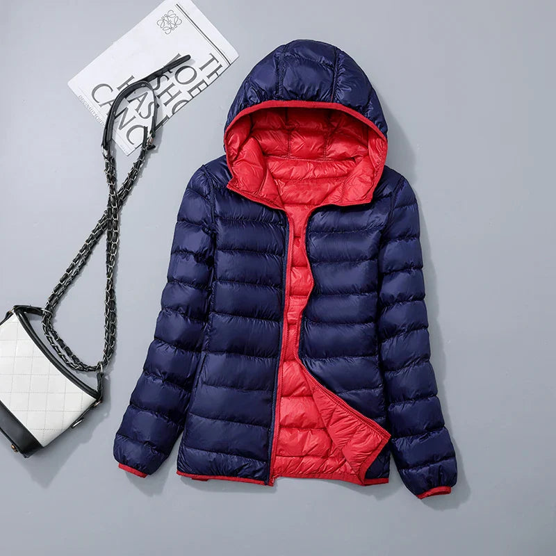 Reversible Hooded Down Jacket | Lightweight Insulated & Quilted Design | Dual-Style Versatile Warmth