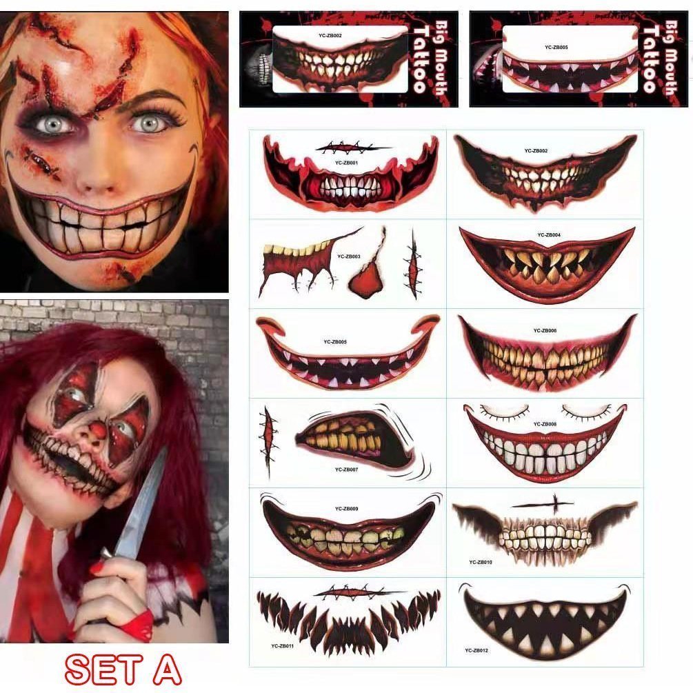 Halloween Temporary Tattoos for Face & Body – Realistic & Easy to Remove