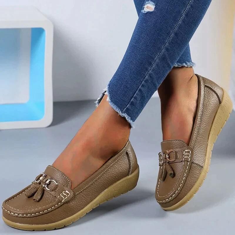 Women's Orthopedic Slip-On Loafers | Breathable Leather & Arch Support | Durable Construction | Comfortable Fit