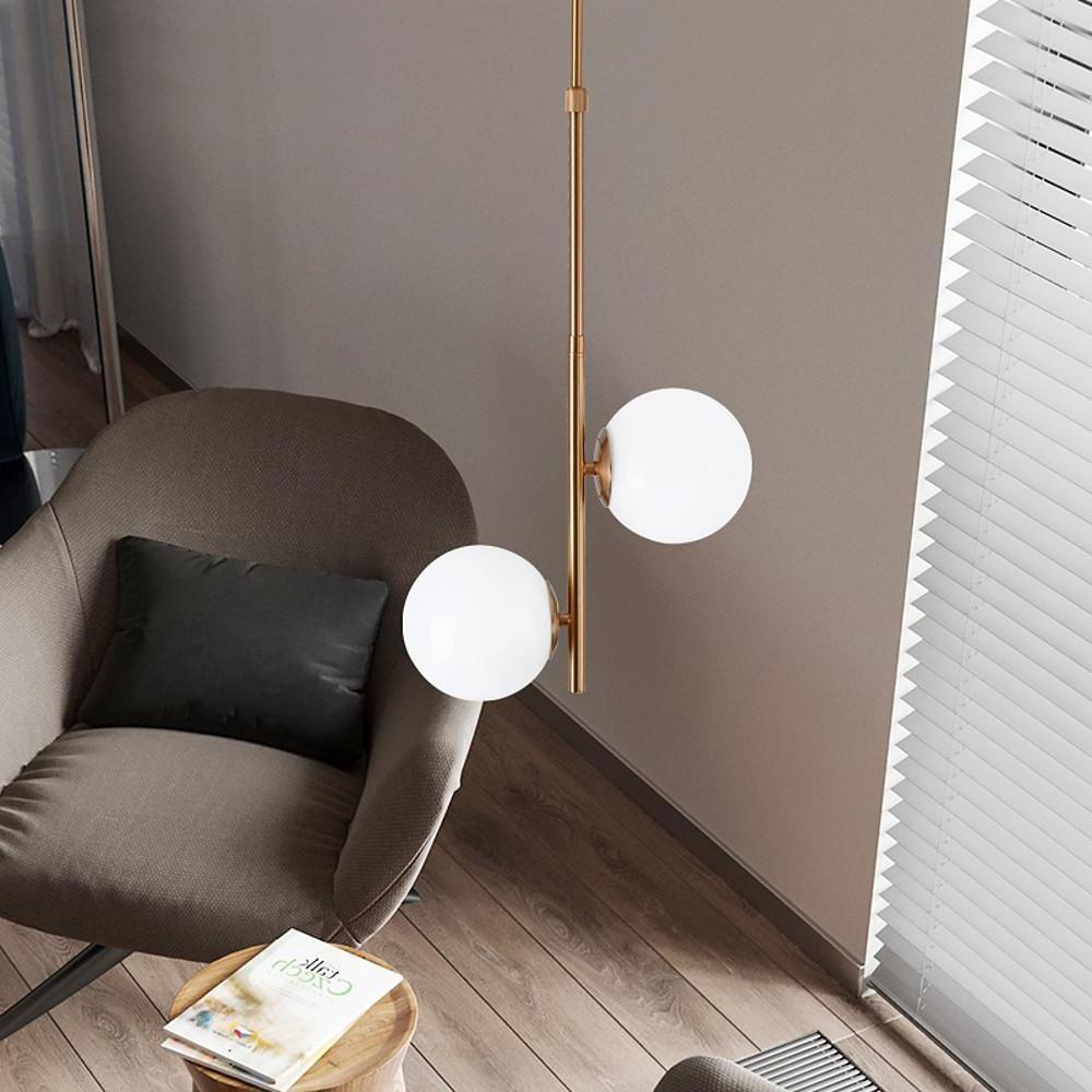 2-Light Ball-Shaped Electroplated Glass Metal LED Modern Pendant Lights