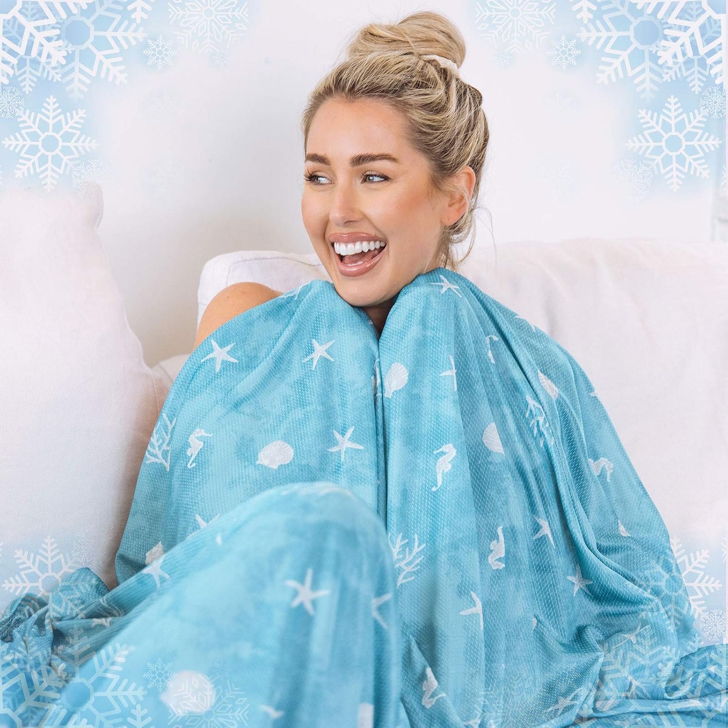 Lightweight Double-Sided Cooling Throw Blanket for Warm Sleepers