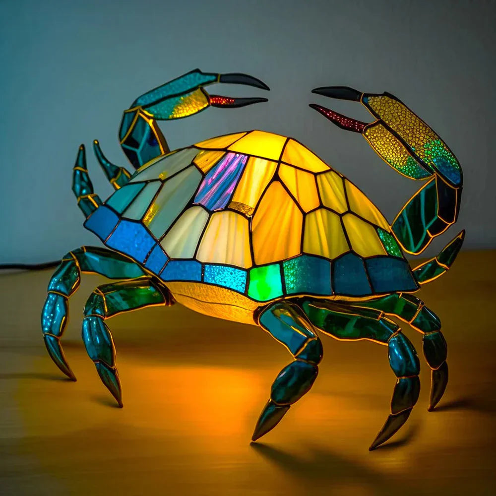 Artisan Crafted Animal Motif Table Lamp with Stained Glass