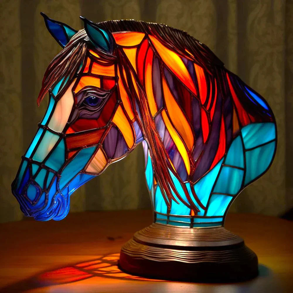 Artisan Crafted Animal Motif Table Lamp with Stained Glass