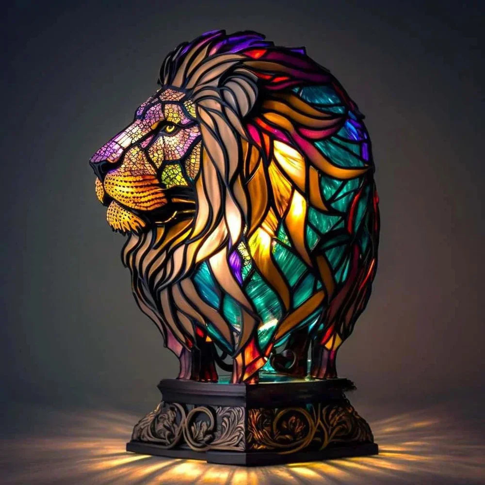 Artistic Animal Stained Glass Table Lamp - Elegant Bedside Light