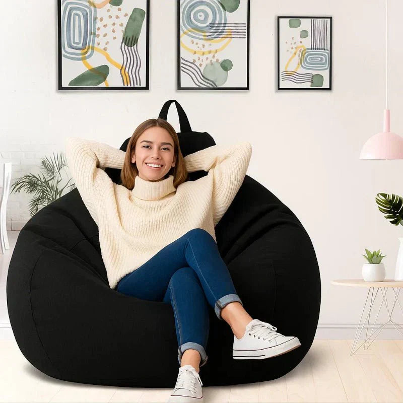 CozyNest Premium Linen Bean Bag Set with EPS Filling