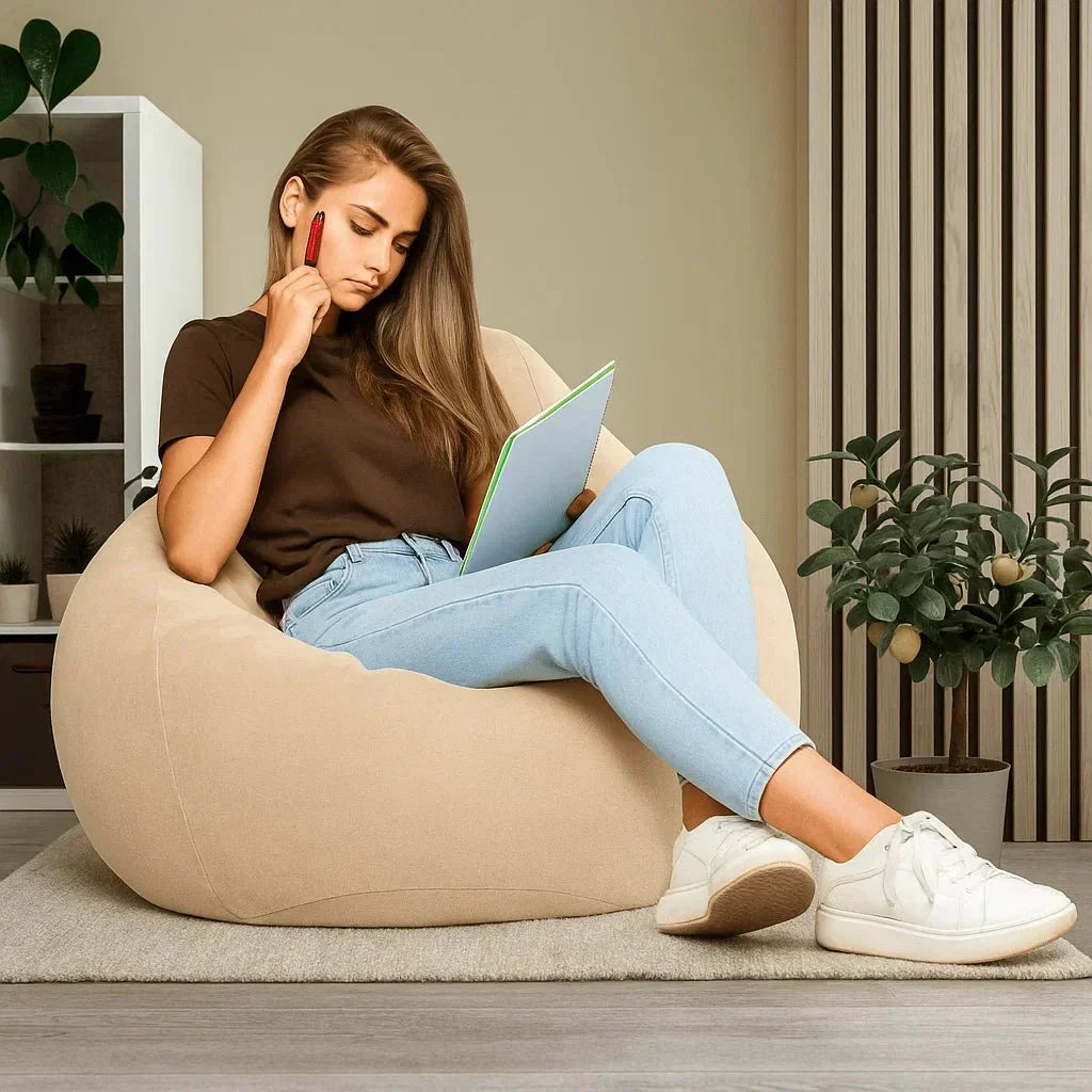 CozyNest Premium Linen Bean Bag Set with EPS Filling