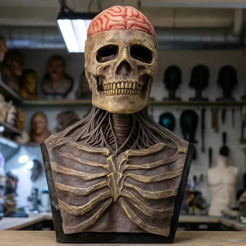 BoneChill Realistic Skull Mask with Hat for Ultimate Halloween Experience