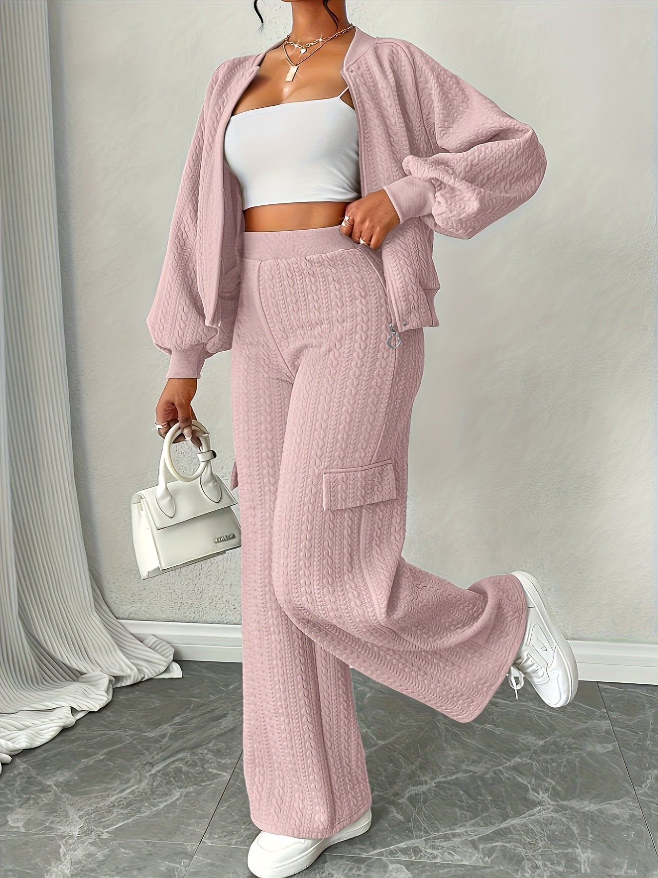 Women's Jacket and Pants Set | Stretchy Fit | Warm Fall Comfort | Polyester