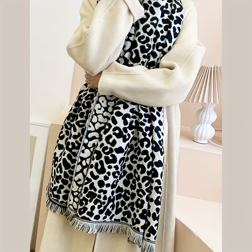 Leopard Print Scarf | Soft Thick | All-Day Warmth | Polyester