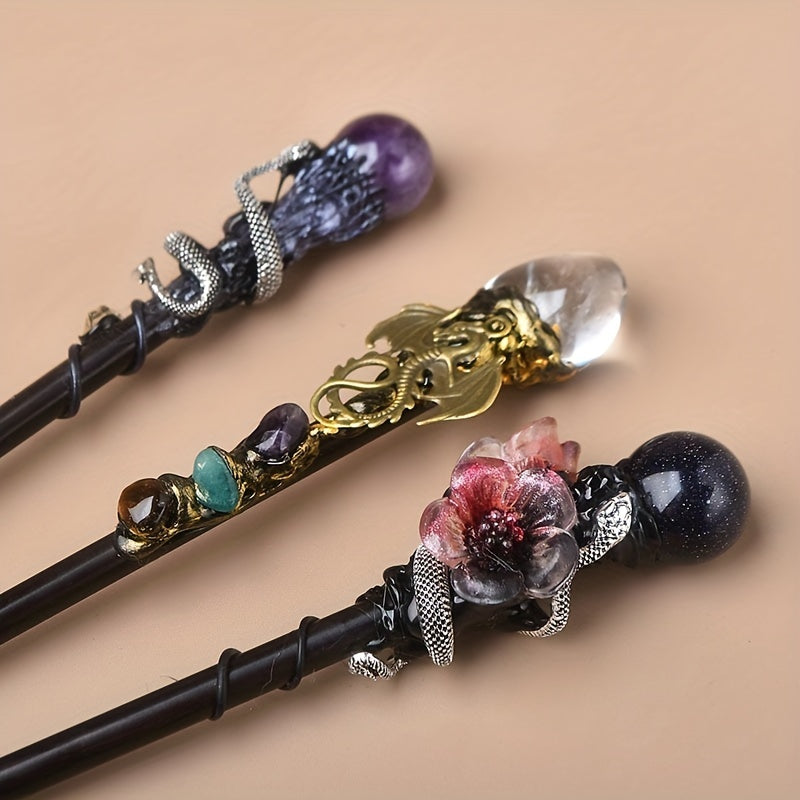 Handcrafted Crystal Witch Wand Halloween Costume Accessory