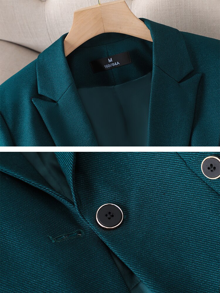 Women’s Blazer and Trousers Set | Tailored Slim Fit with Chapel Neckline | Acetate and Elastane | High-Waist Pockets