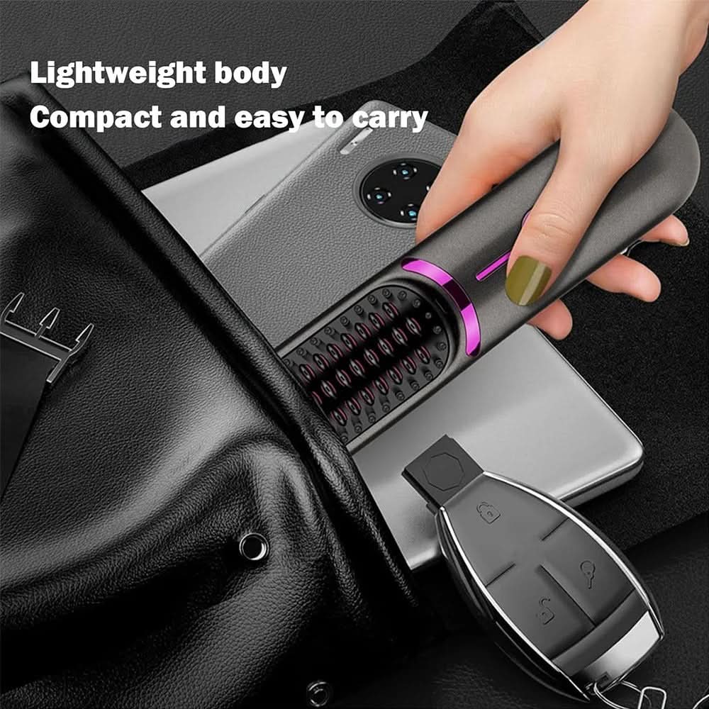 Portable Wireless Hair Straightening Brush for Effortless Styling