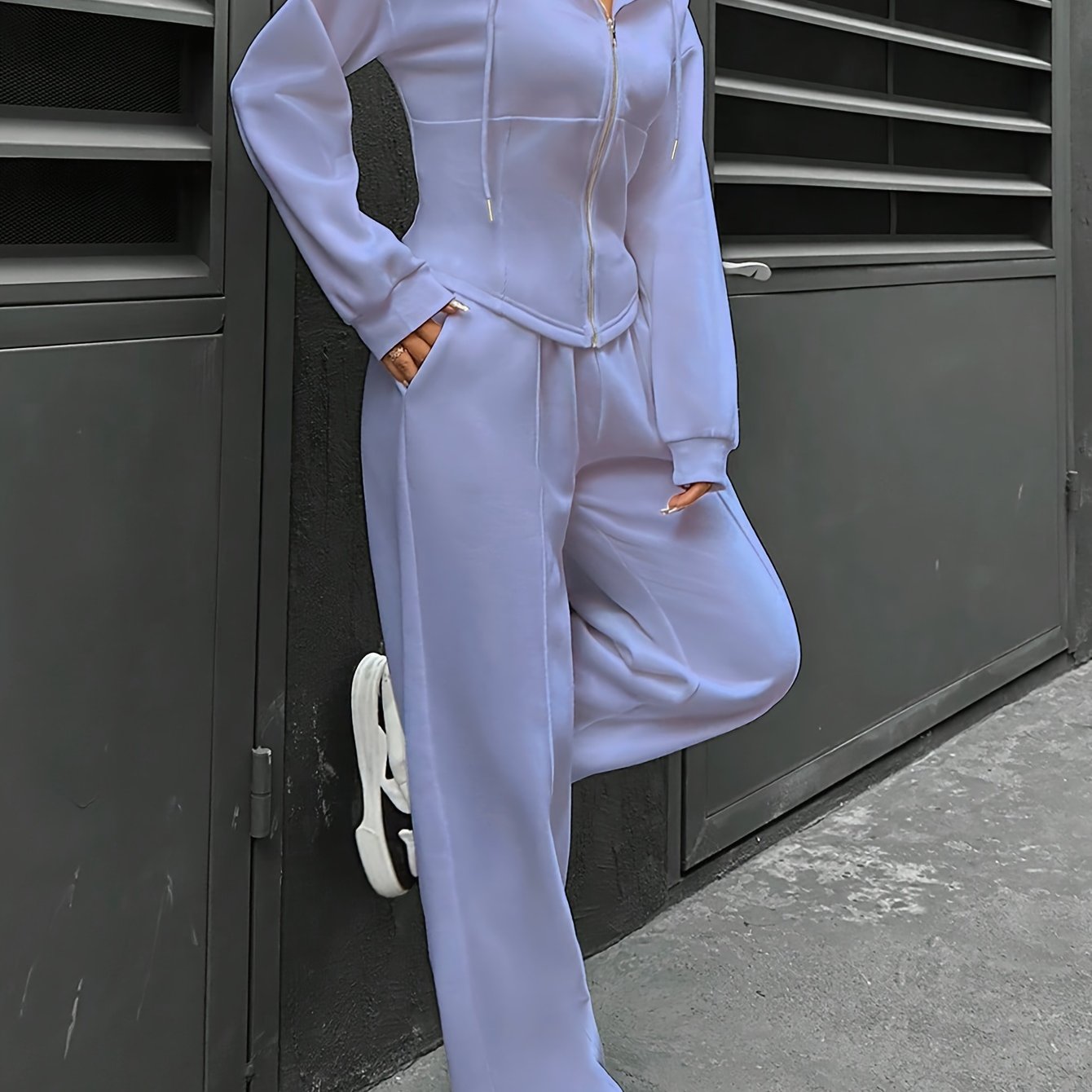 Hooded Jogger Set | Zip-Up Hoodie | Comfortable Casual Wear | Polyester