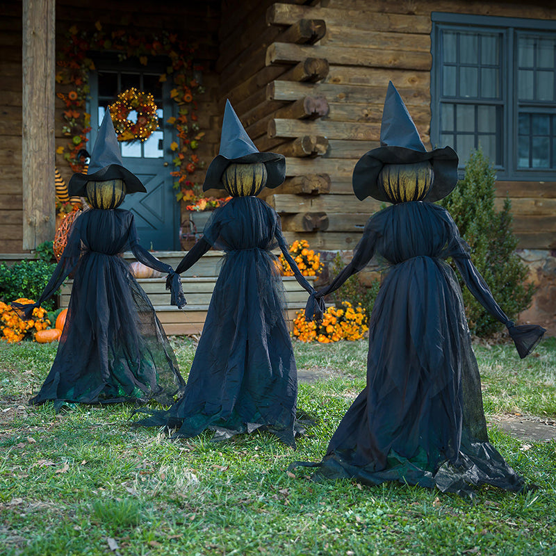 5ft Lighted Witch Stake Halloween Yard Decor with Flickering Glow