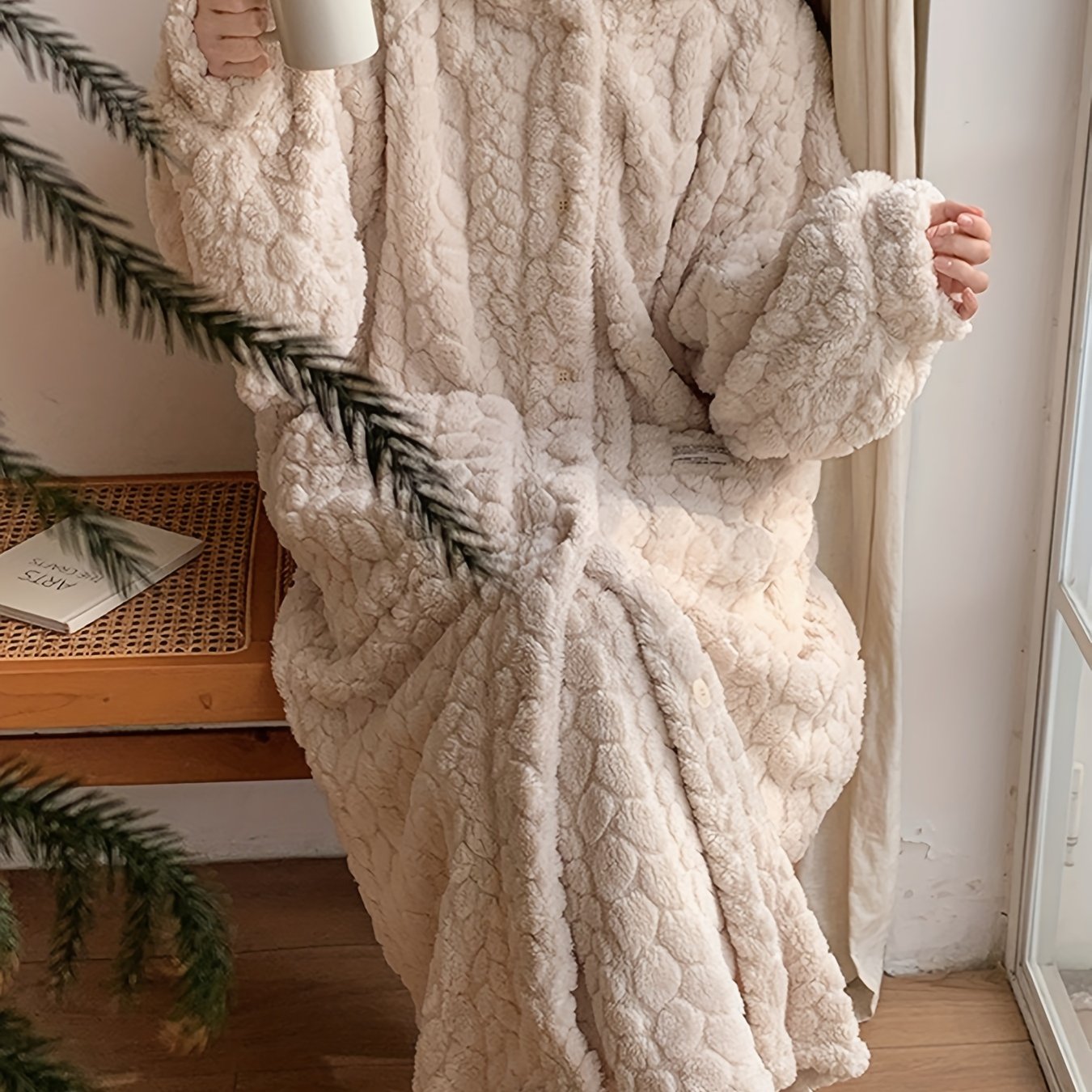 Women's Hooded Robe Set | Coral Fleece | Winter Warmth & Comfort | Polyester