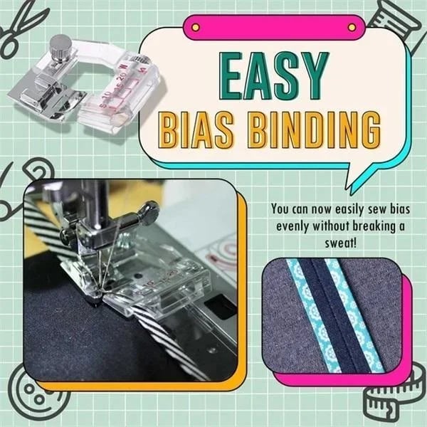 Bias Tape Presser Foot with Adjustable Width from 0.5 to 2 cm